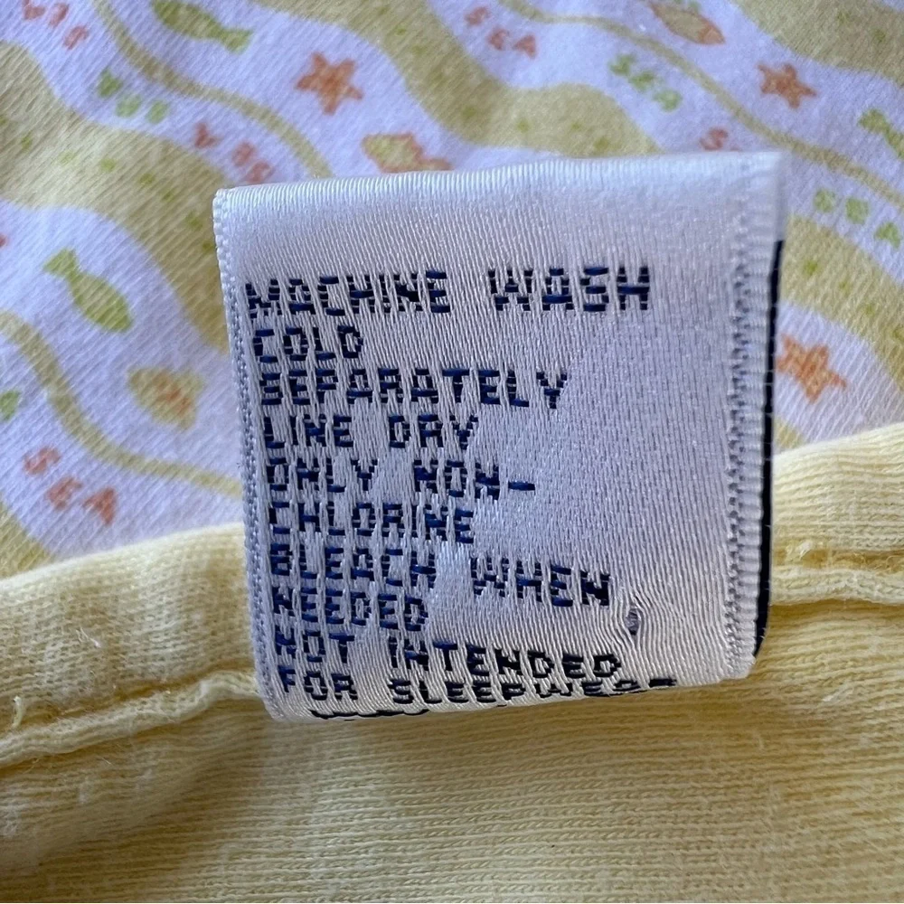 Vintage Gymboree Fish Sea Star Reversible Baby Blanket 90s  Yellow White GUC